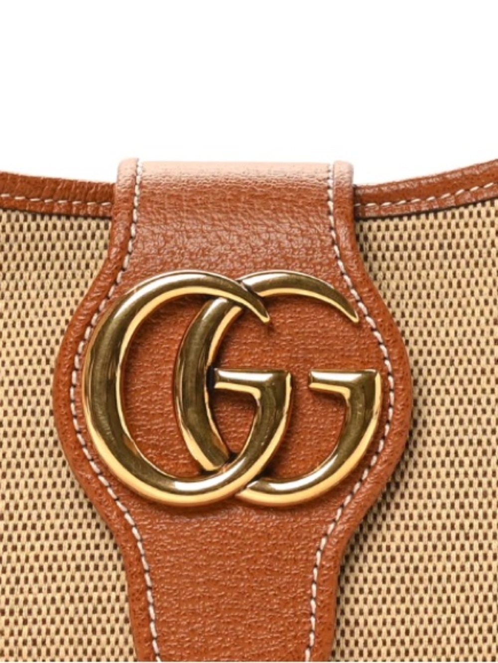 Gucci Aphrodite Small Tan Leather & Beige Canvas Shoulder Bag with Gold GG - Picture 4 of 4